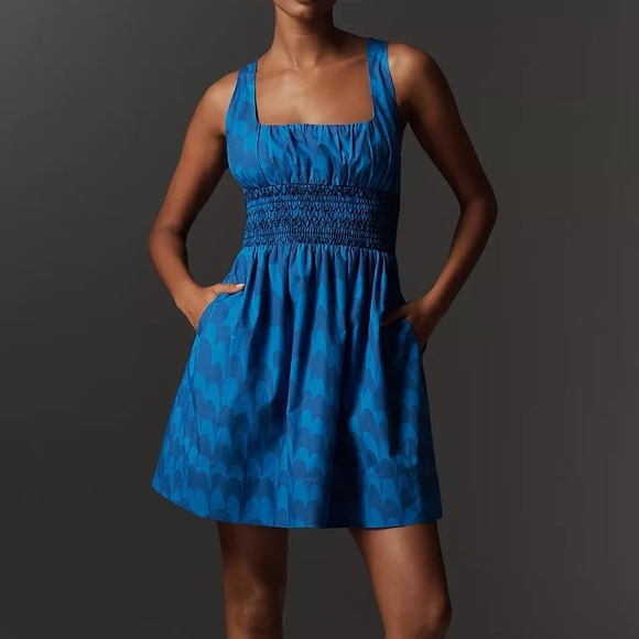 Maeve Sleeveless Square-Neck Smocked Mini Dress